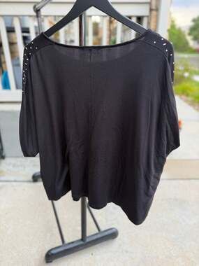 Retroology Plus Size Black Studded Knit Top 3X